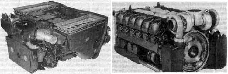 Германские 12-цилиндровый двигатели МВ-837 (слева) и МТ-883 (справа)